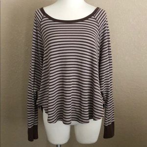 O’Neill Brown/Tan Stripe Thermal Long Sleeve Top